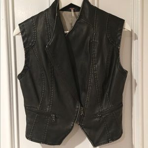 Free People black faux leather vest. Sz XS